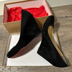 Louboutin Melissa 85mm Suede Wedge Heels Black size 41